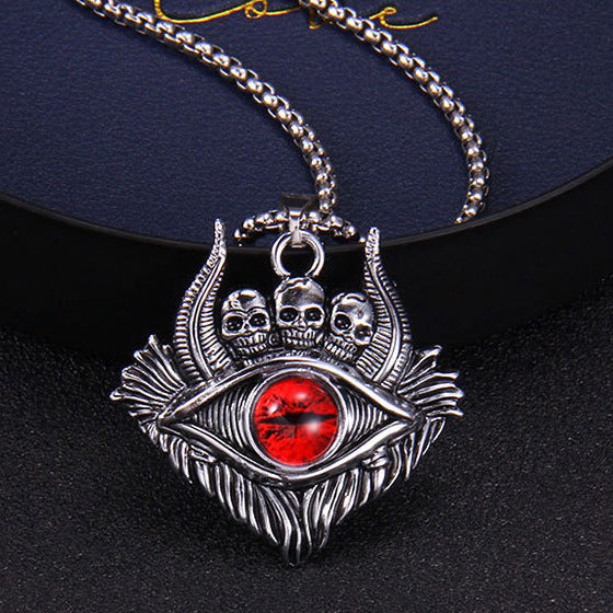 Wholesale Turkish Devil Eye Dark Skull Blue Eye Pendant Stainless Steel Necklaces